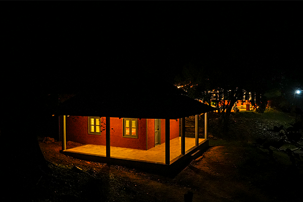 Forest resort surrounded by lush greenery in Sakleshpur, Karnataka.